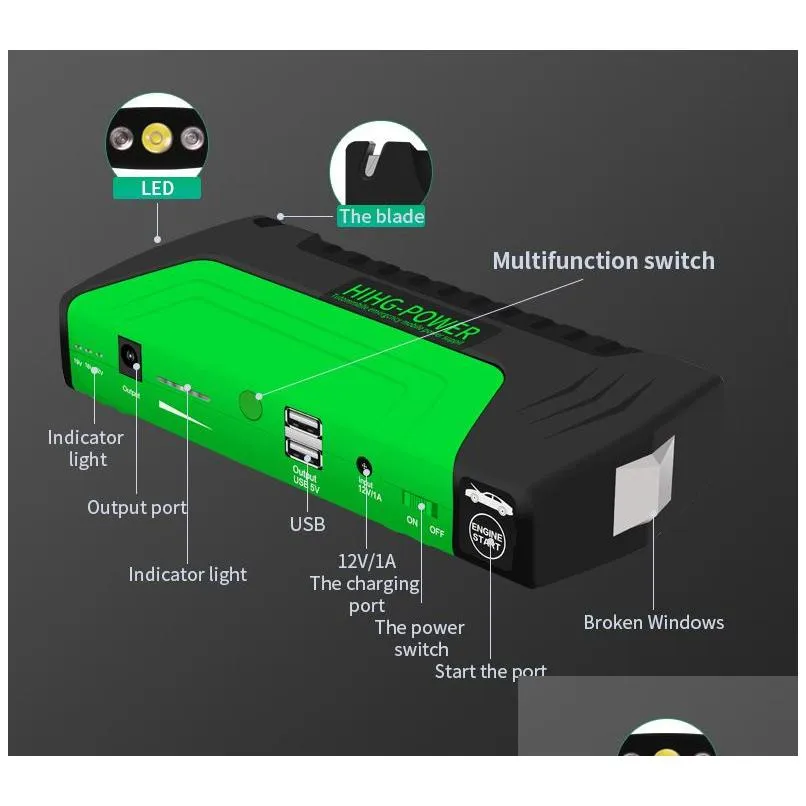 Car Jump Starter 16800mah 12V Multi-Functional Vehicle Emergency Power Supply