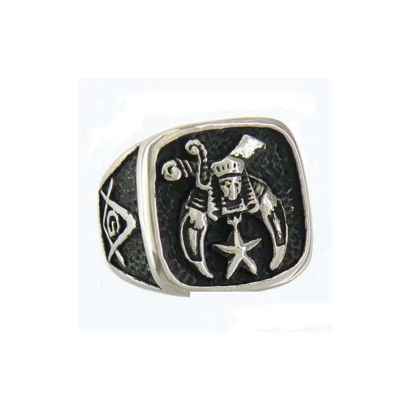 antique retro 316 stainless steel religious free mason masonic shriner ring muslim egypt moon and star sword shrine rings jewelry