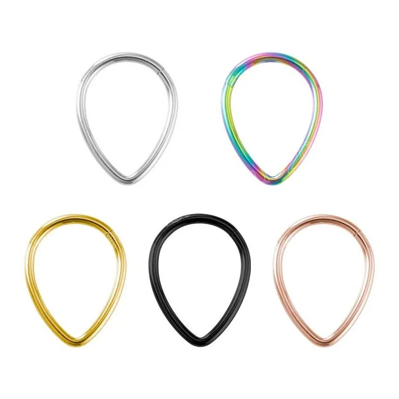 Hinged Segment Nose Ring Septum Piercing Hoop Eyebrow Cartiliage Earring Stainless Steel Tragus Helix Clicker Body Jewelry