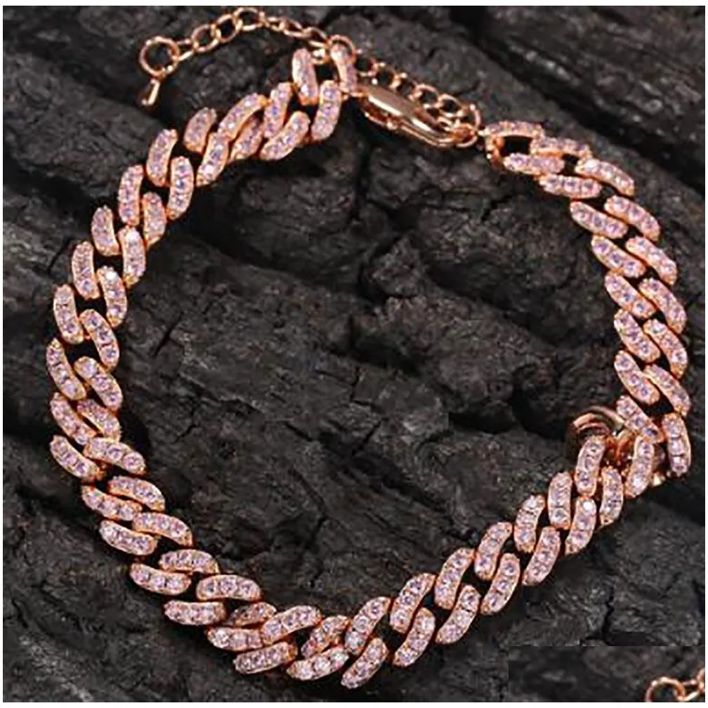 9mm zircon cuban anklets bracelet gold silver color for women gifts cubic zirconia charm hiphop jewelry cz anklet wholesale