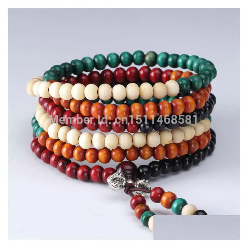 colorless sandalwood health buddha beads link chain bracelet wood round charm colorful buddhistic bracelets jewelry for women men