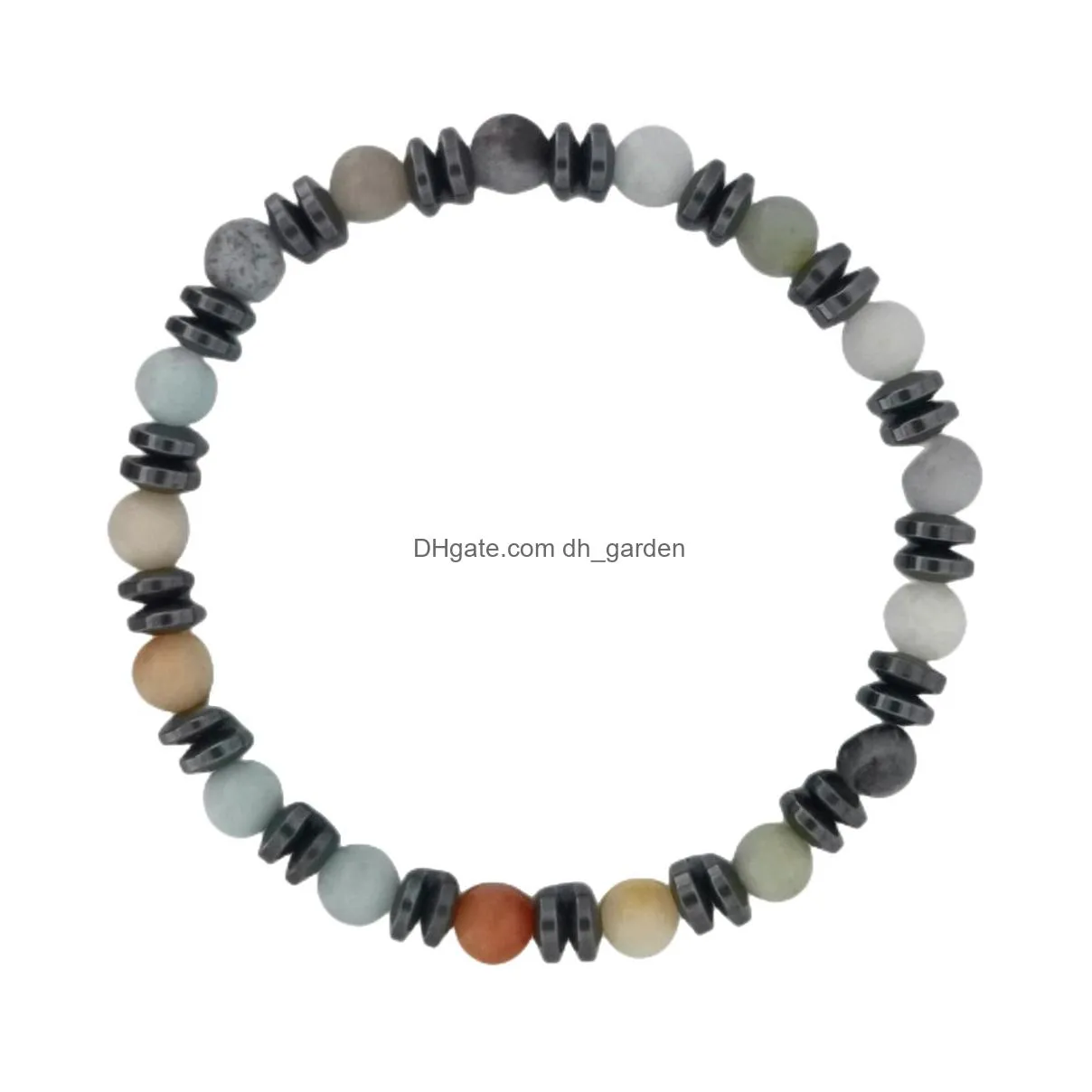 6mm various natural crystal gemstone beads with black alloy beads bracelets simple fashion bracelets for men and women