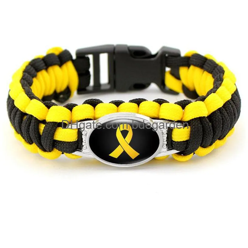 2019 breast cancer fighter awareness bracelets women pink yellow ribbon charm hope wristbands bangle for men fashion outdoor sports