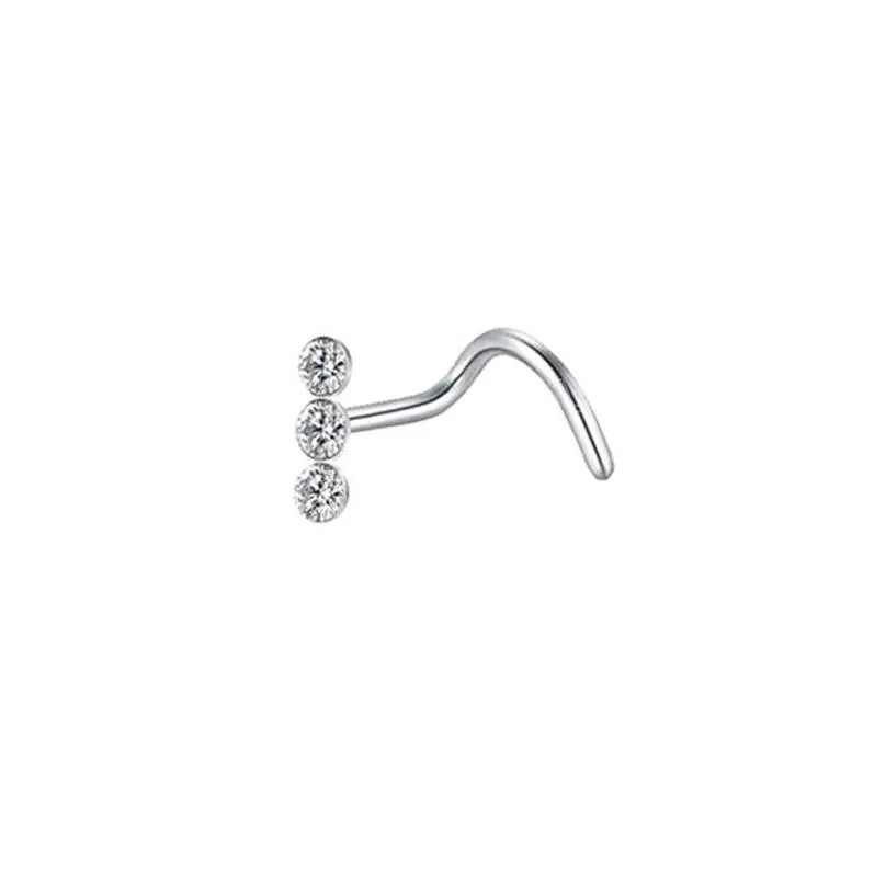 Surgical Steel CZ Crystal Nose Piercing Rings And Studs Star Nose Stud L Shape Nose Ring Indian Style