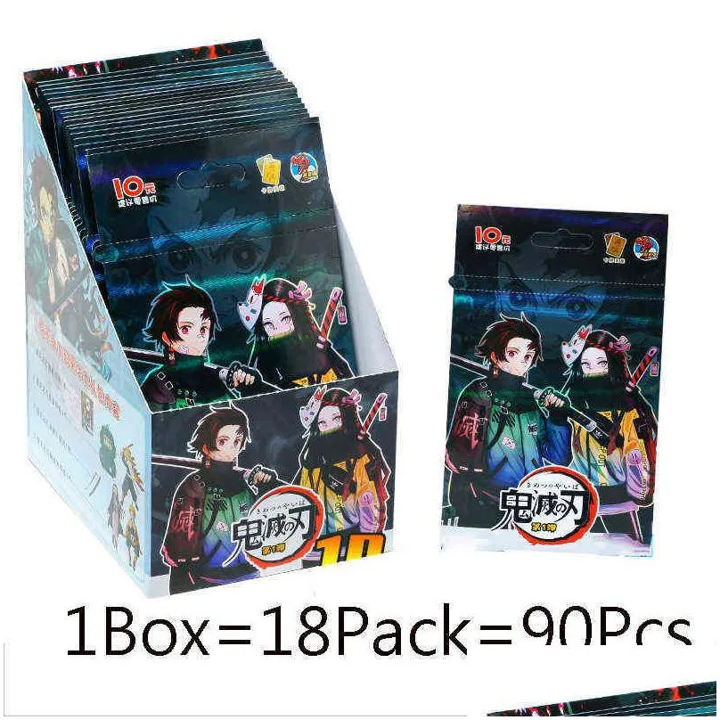 new japanese anime figurescards demon slayer collections card game child kimetsu no yaiba collectibles battle for kids toys g220311