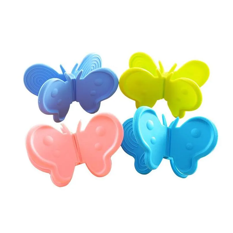 Hotsale Kitchen Accessories Soft Insulation Butterfly Shaped Clip Microwave Oven Mitt Pot holder Cute Heat-resistant Plate Dishes Bowl Clips