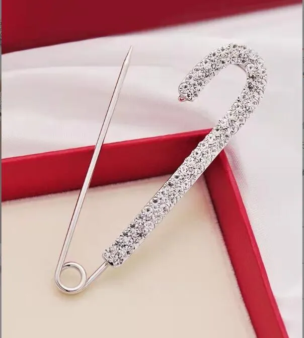 Rhinestones Safety Pin Brooches Bow Large Pins Brooch For Women Dress Sweater Gold Plating Crystals Elegant Brooches Jewelry