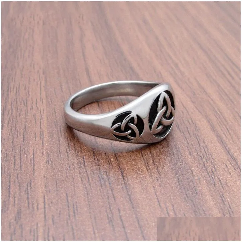 316 stainless steel silver religious irish celtic knot ring jewel ancient celt rings for women lady men rock jewellery