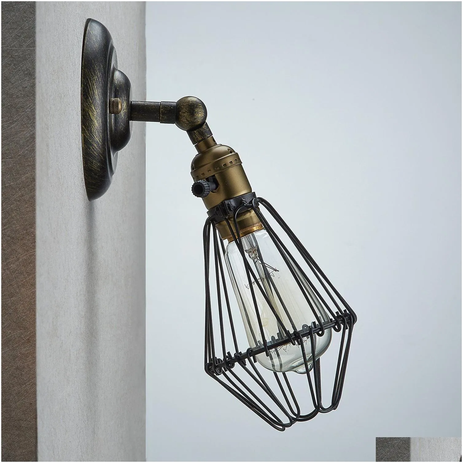 Wall Lamps Edison Vintage Chandeliers Rustic Wire Hanging Industrial Cage Light bedroom corridor