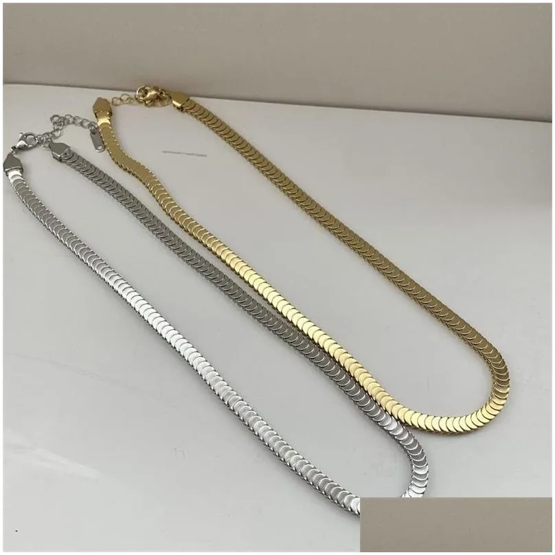 stainless steel fashion hip hop fish scale chain necklace gold silver punk gothic biker jewelry collarbone cuba necklaces for women