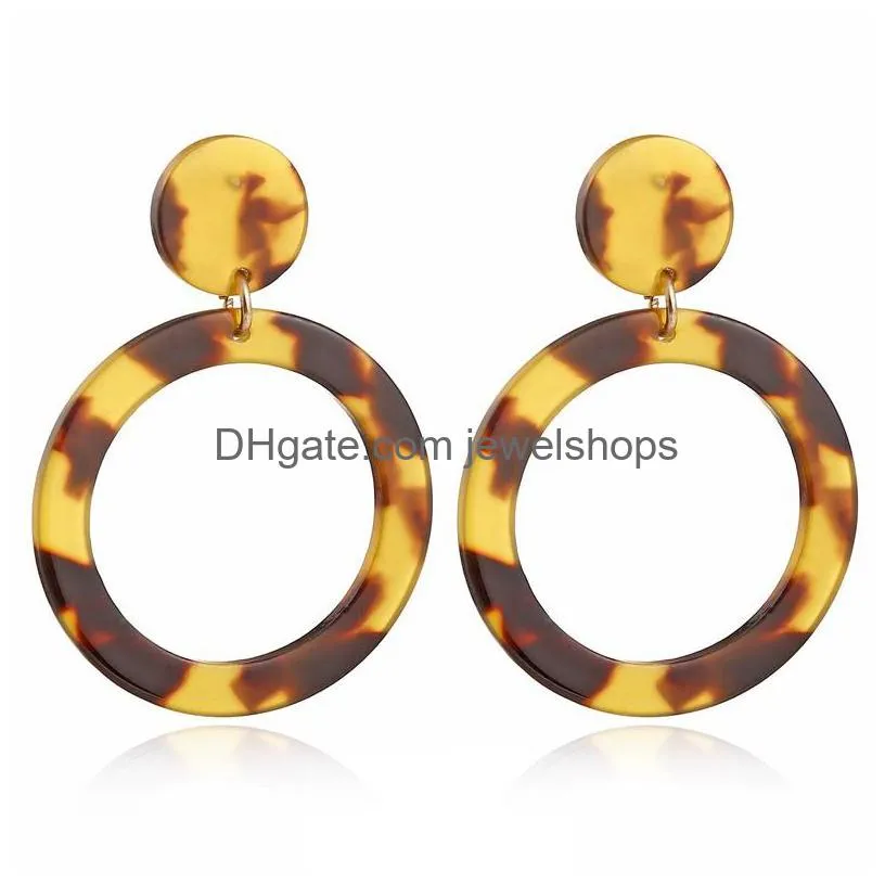 new leopard print acrylic acetic acid sheet dangle earrings for women geometric circle square long drop statement earrings boho