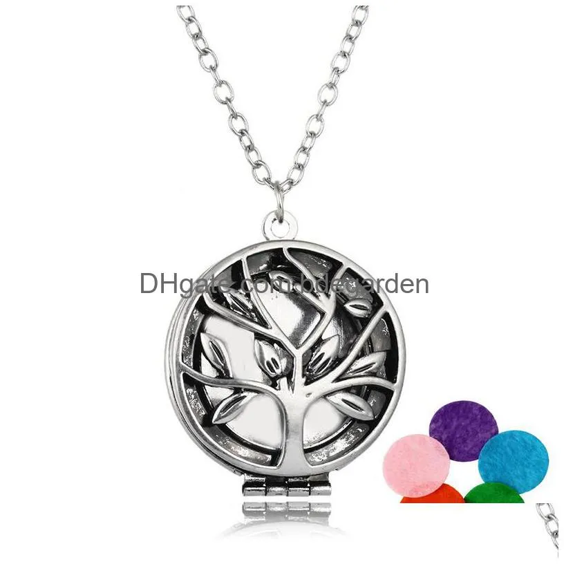 new tree of life aromatherapy necklace open essential oil diffuser floating locket pendant for women men s fashion jewelry accessories