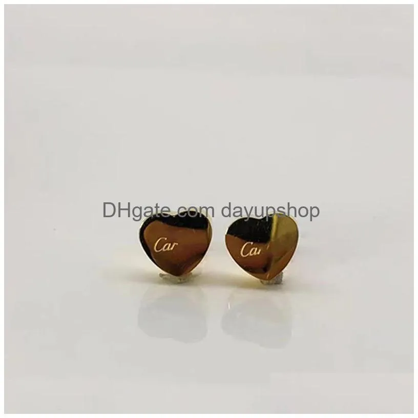 10mm heart earring women stud flannel bag stainless steel couple gold ear studs piercing body jewelry gifts for woman accessories