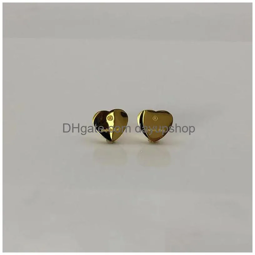 g gold heart earring women rose stud couple flannel bag stainless steel 10mm piercing body jewelry gifts for woman accessories