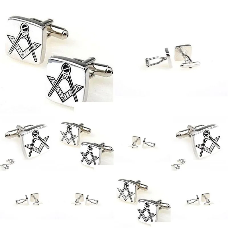 high quality polished brass men`s silver masonic cuff link mens jewelry freemason shirt cuff cufflinks without g customized