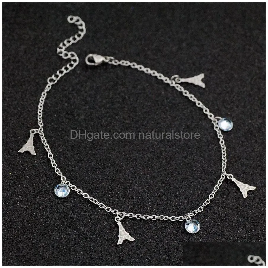fashion stainless steel heart pendant anklet girl summer beach ankle bracelet women accessories jewelry gift