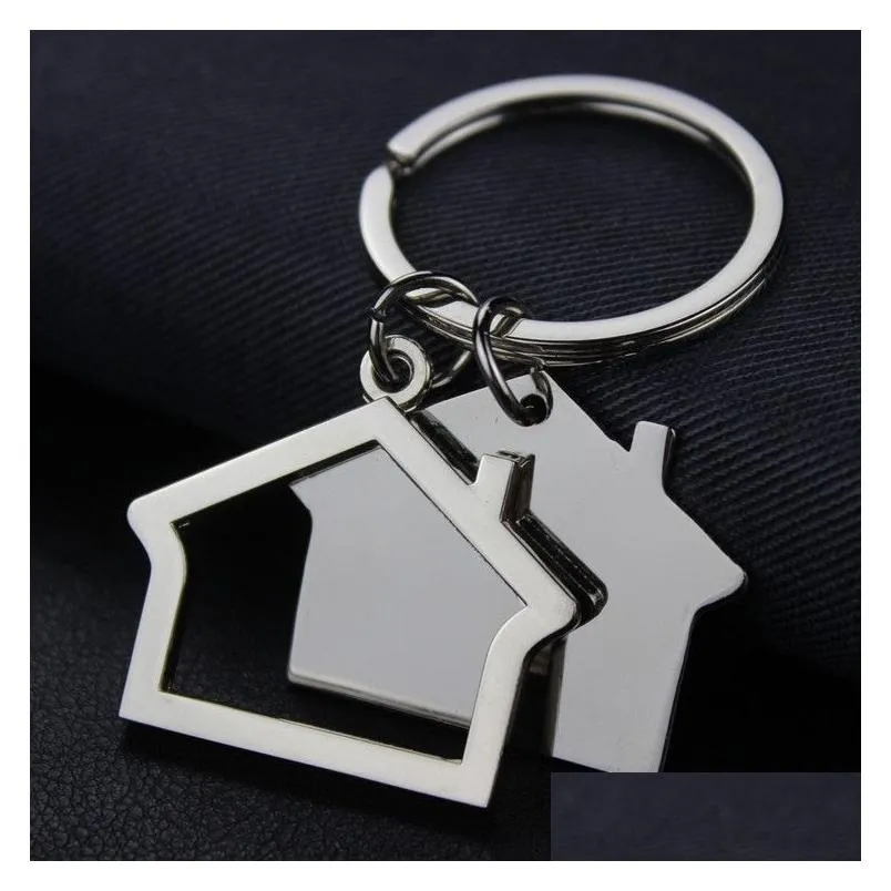 Creative House Shaped Keychains Metal Keyrings house Design car Key Chain Key Fashion Accesories Pendant Key Holder DH4450