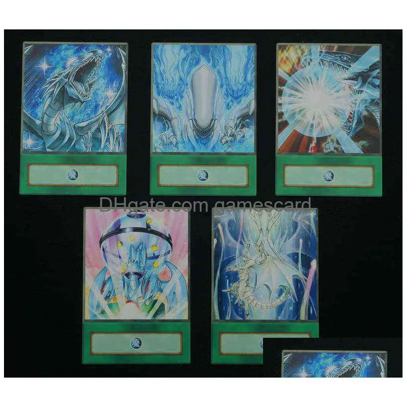 24pcs/set blue-eyes series related spell trap cards yugioh classic signature move burst stream of destruction anime orica g220311