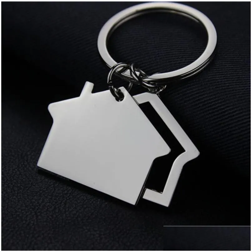 Creative House Shaped Keychains Metal Keyrings house Design car Key Chain Key Fashion Accesories Pendant Key Holder DH4450