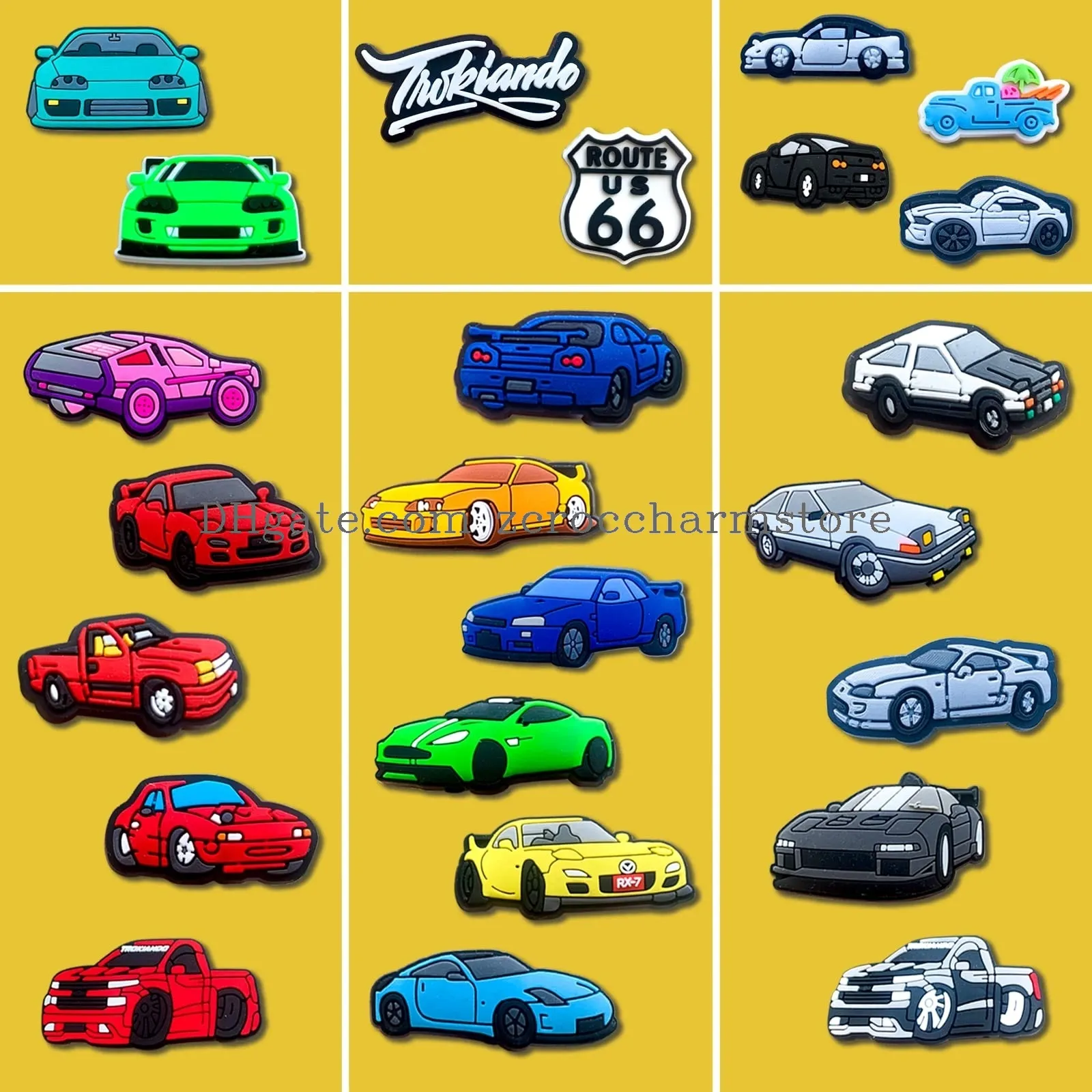 race car shoe charms fits for shoes bracelets wristbands pvc charms decoration for kids boys girls party favor gifts