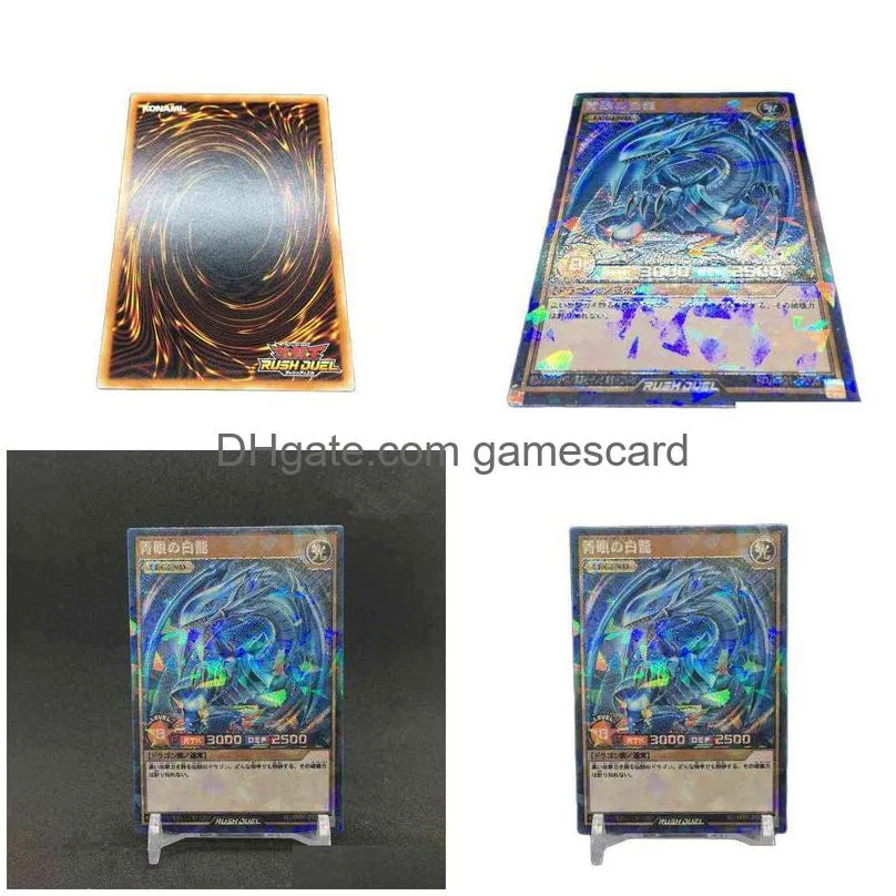 yu gi oh diy customized rd rush duel rr kp01 japanese blue eyed white dragon legend card game hobby collection children gift g220311