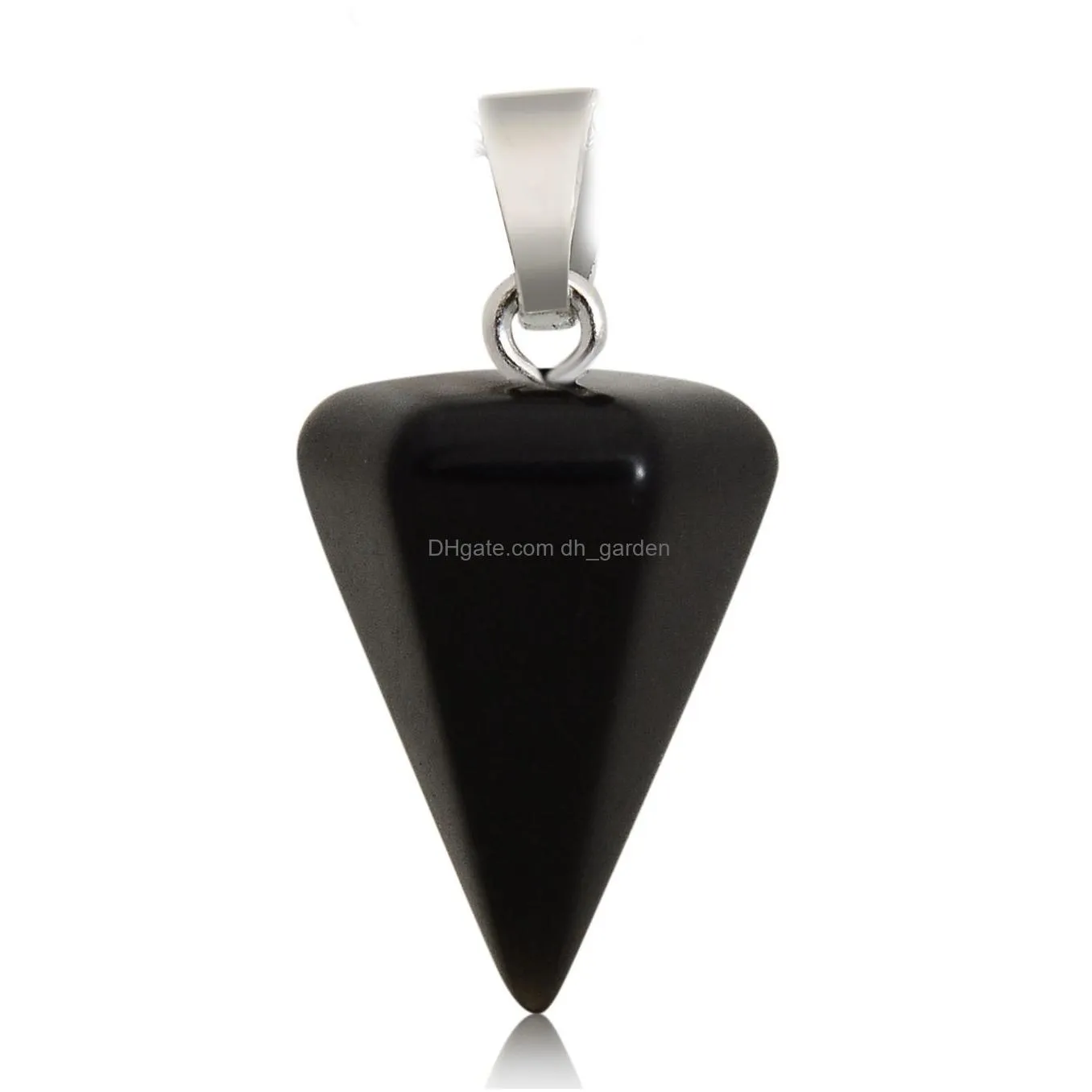 crystal agate natural stone hexagonal bullet head cone cut soul pendant charm necklace pendant accessories