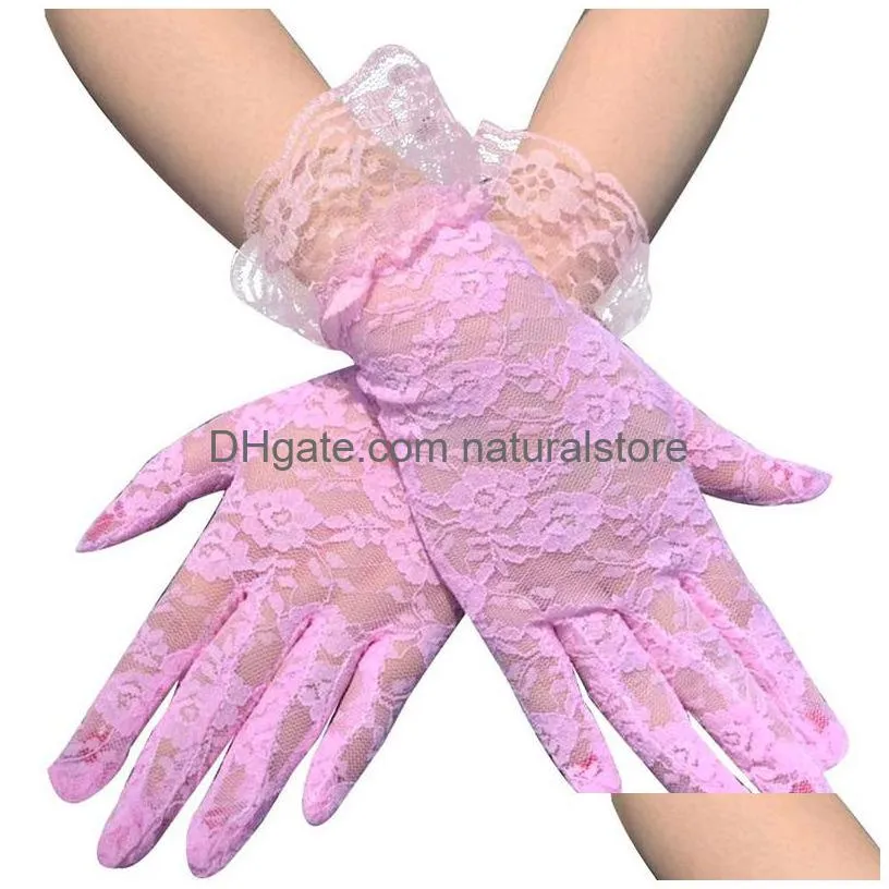 party sexy dress gloves women high quality lace mittens paragraph wedding accessories full finger girls