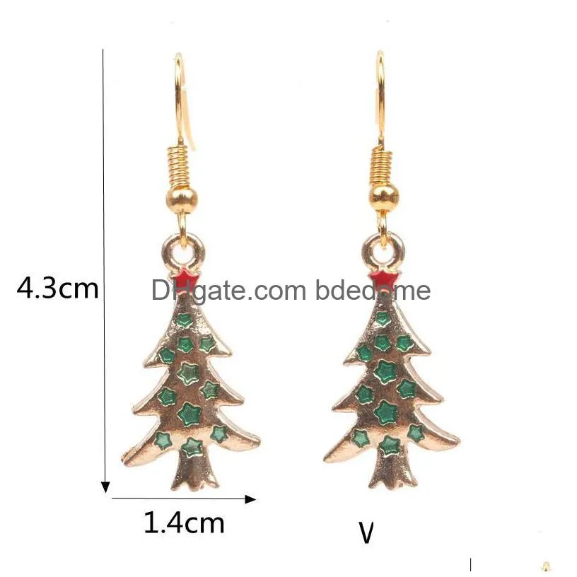 new christmas cartoon women`s drop earrings alloy father christmas snowman tree dangle & chandelier earring for ladies fashion jewelry