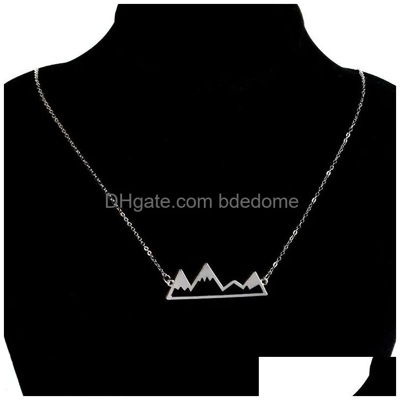 new mountain peak shape pendant necklaces for women gold silver black snowcap snowy mountain top charm chains fashion jewelry
