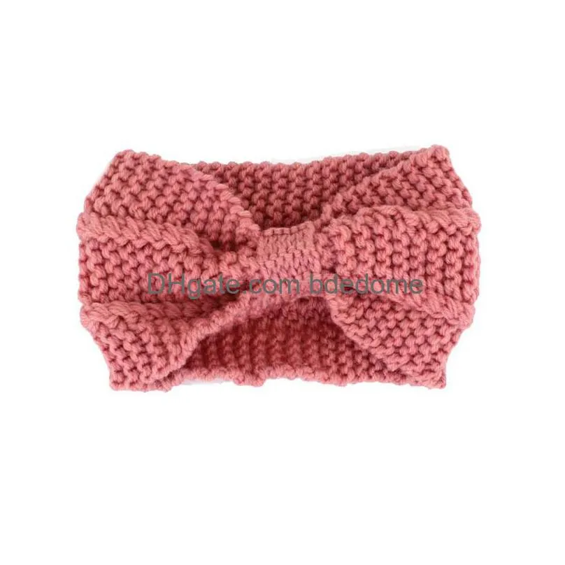 new designer women solid crochet bow knot turban knitted head wrap hairband winter ear warmer headband hair band accessories for lady