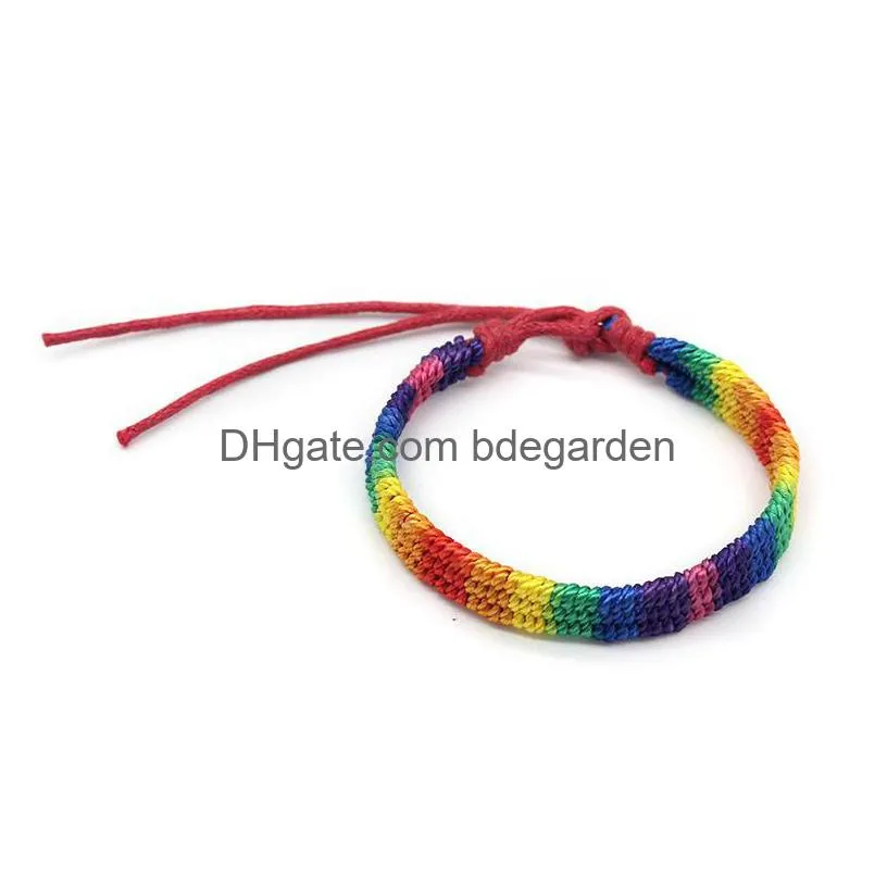 rainbow lgbt pride charm bracelet handmade braided friendship string bracelet for gay & lesbian lgbtq wristband jewelry