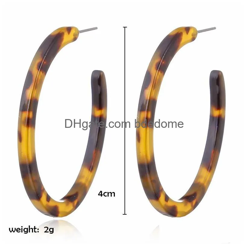 colorful acetate acrylic circle hoop earrings for women leopard print resin geometric big huggie earring fashion jewelry gift