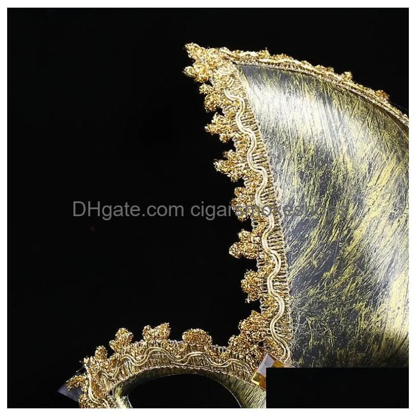 fancy antiqued rhinestone masquerade mask for men & women - half-face gold/silver party costume accessory