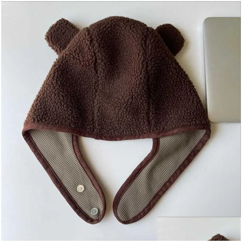 caps hats brown bear ear beanies men women winter safety helmet rockwool magnetic buckle protector female outdoor ski bomber