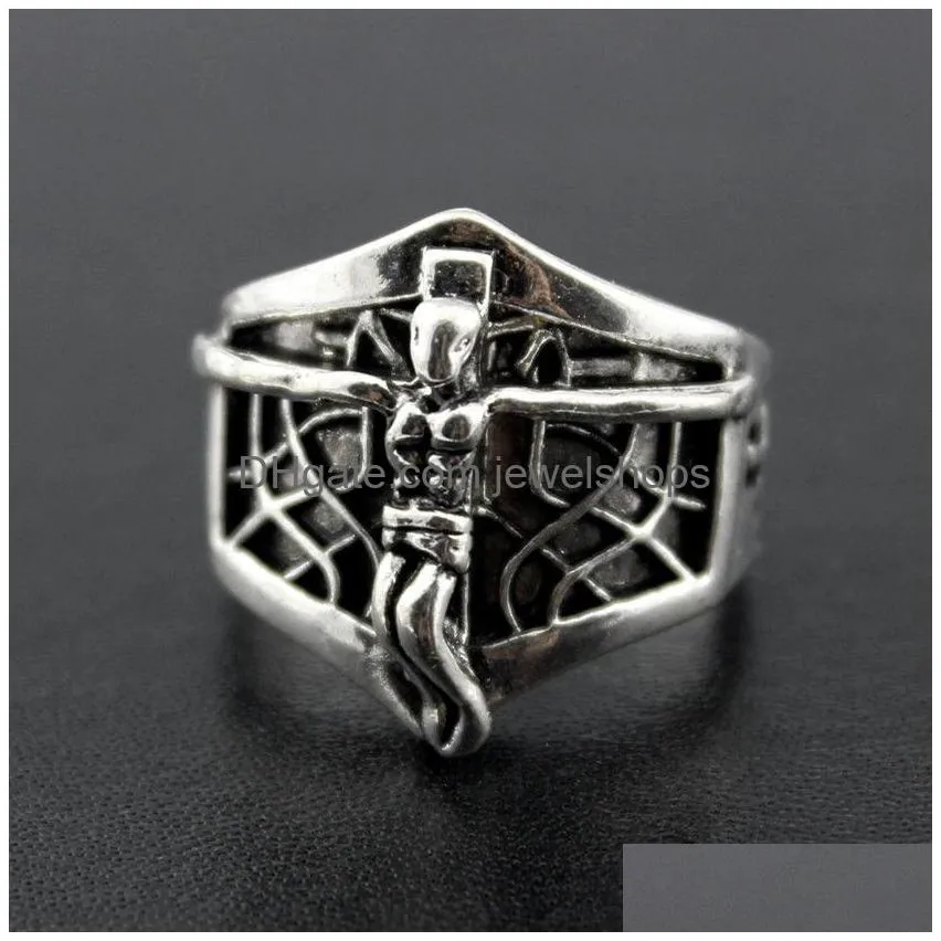 new gothic skull carved biker rings men`s anti-silver retro punk rings for men s fashion jewelry in bulk