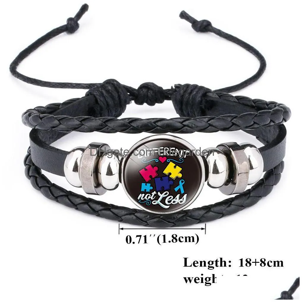 new kids autism awareness bracelets for children autism boy girl charm leather wrap wristband bangle fashion inspirational jewelry in