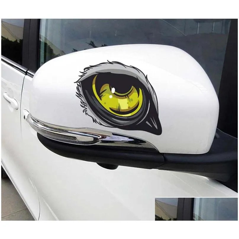 2pcs/pair Car Styling Sticker Reflective Hawkeye Stickers Rearview Mirror Decals Auto Funny Waterproof Stickers