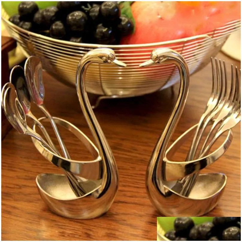 Flatware Sets El Steel Table Dinnerware Swan Cutlery Stainless Comping Luxury Faqueiro Inox Tableware Set 50N0030
