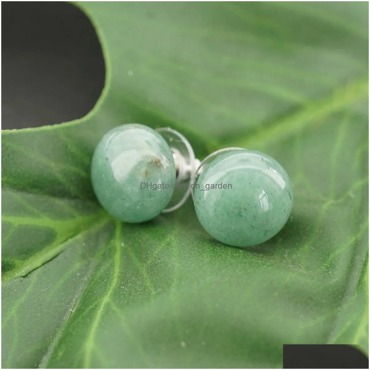 simple design various healing natural gemstone earring charm oval bead jewelry earring for women