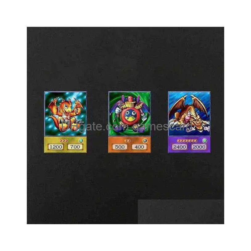 4 pieces of yu-gi-oh anime style card three magic set obelisk yugioh dm classic orica proxy card childhood memories g220311