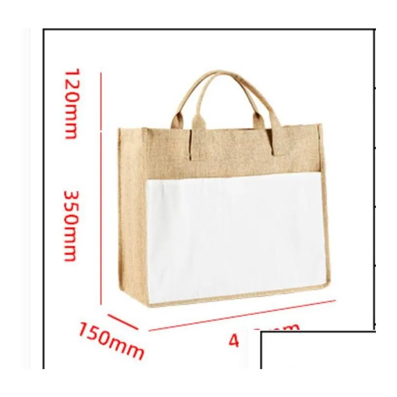 USA Local warehouse Sublimation Jute Tote Bags with Handles Reusable Linen Grocery Shopping Bag Blank Burlap Storage Bag for Woman DIY Decoration