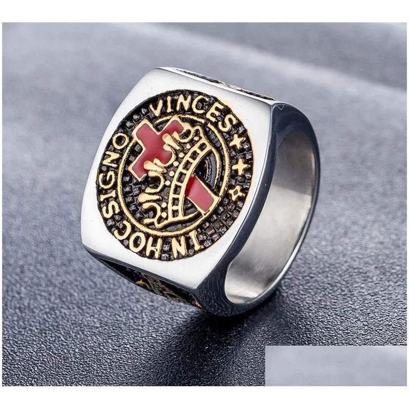 316 stainless steel masonic regalia royal crown princess knights templar cross rings in hoc signo vincess masonic freemasonary rings jewelry for men