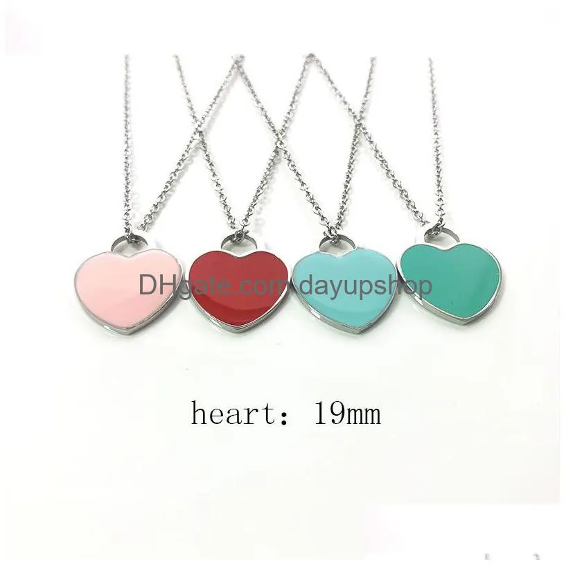 heart pendant necklace woman stainless steel couple big blue pink red jewelry on the neck gifts for girlfriend accessories wholesale
