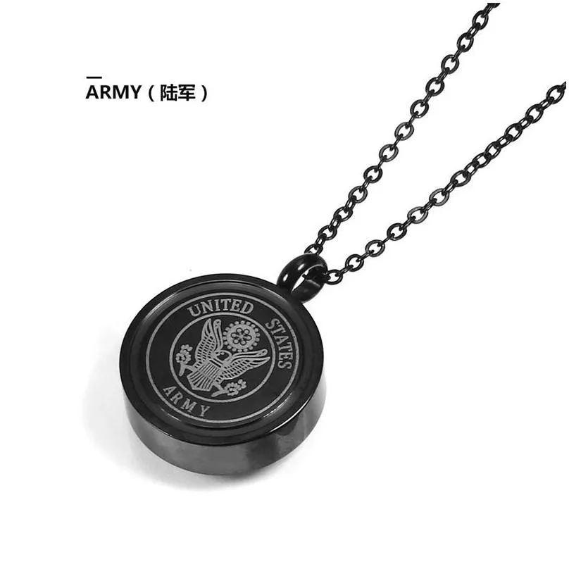 stainless steel american soldier usn us navy round cremation pendant united states marine corps military opening ash necklace for commemorate relatives and