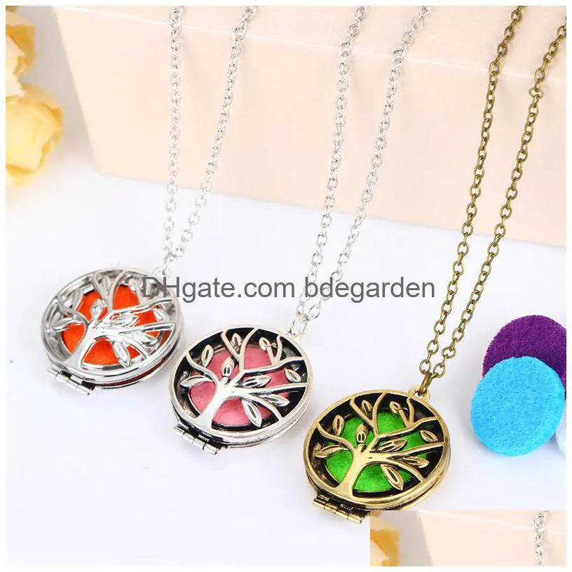 new tree of life aromatherapy necklace open essential oil diffuser floating locket pendant for women men s fashion jewelry accessories