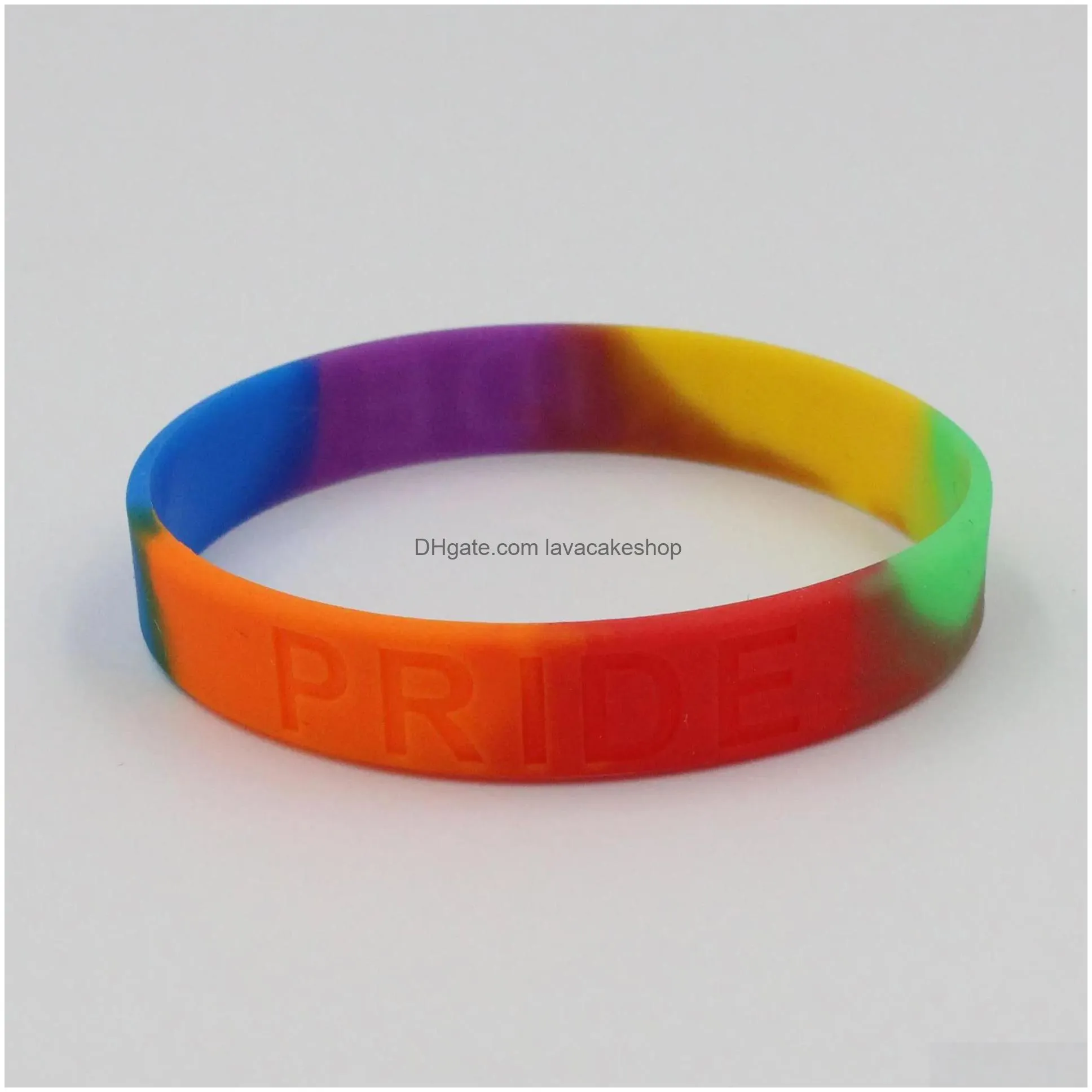 lgbt silicone rainbow bracelet party favor colorful wristband gay lesbian pride wristband