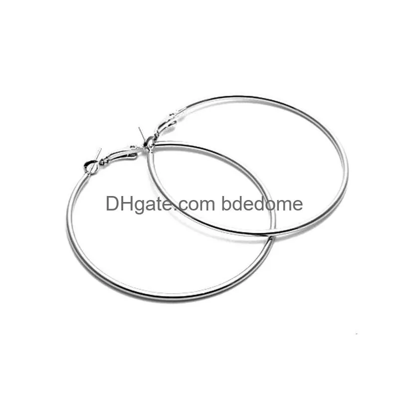 new 2-7cm big hoop & huggie earrings simple silver round circle ear rings for women ladies fashion jewelry gift