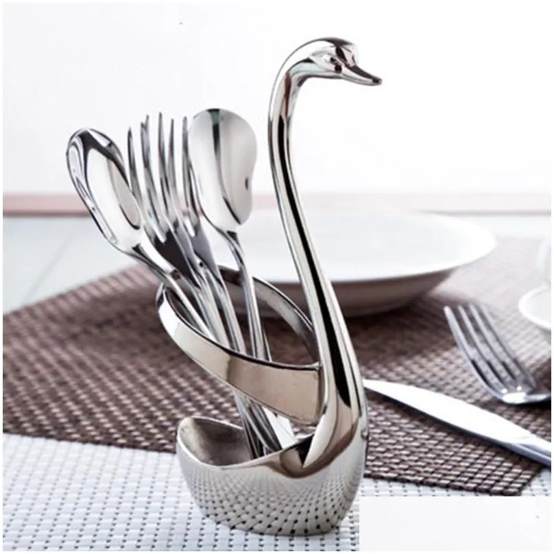 Flatware Sets El Steel Table Dinnerware Swan Cutlery Stainless Comping Luxury Faqueiro Inox Tableware Set 50N0030