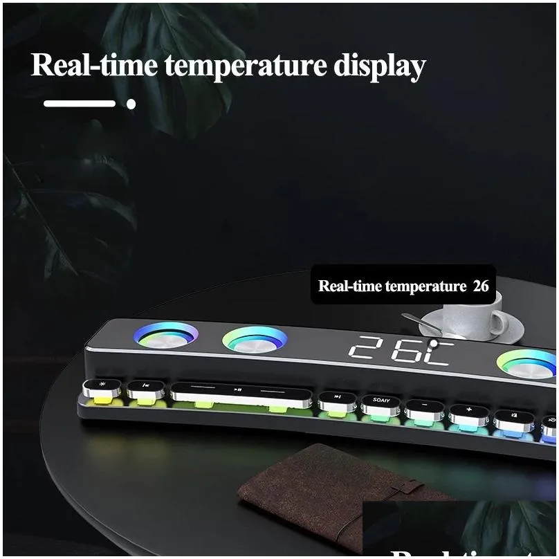 3600mAh Bluetooth Wireless Game Speaker soundbar USB 3D Stereo Subwoofer AUX FM Home Clock Indoor Sound Bar Computer Loudspeaker SH39