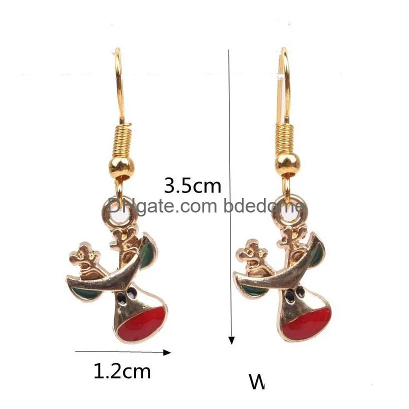 new christmas cartoon women`s drop earrings alloy father christmas snowman tree dangle & chandelier earring for ladies fashion jewelry